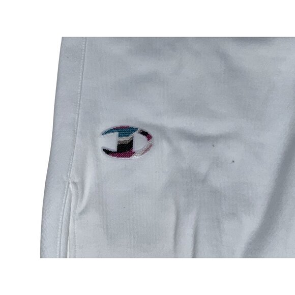 Champion Reverse Weave Colorful Embroidered Patch Sweat Pants Sz Large White Wom - Picture 5 of 12